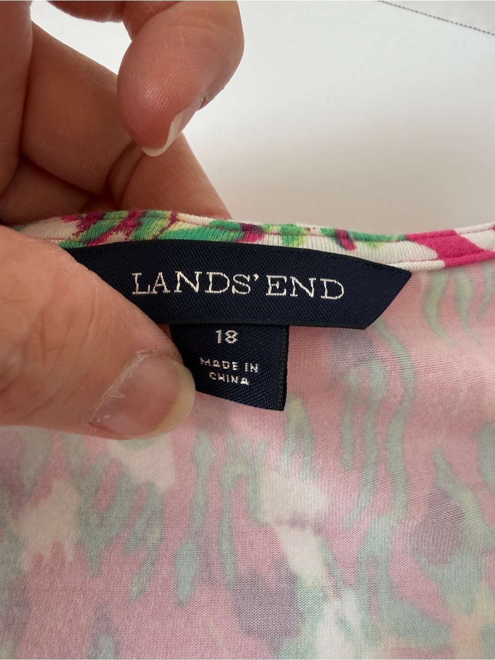 Lands' End Pink & Green Floral Wrap Midi Dress - Picture 7 of 11
